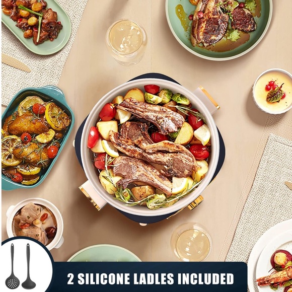 Dezin 4L Electric Non-Stick Cooking Hot Pot Party Family Meal Tempered Glass Lid - Picture 7 of 8